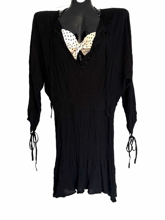 ASOS Other - ASOS Black Crinkle Swim Cover Up Dress with Smocked Waist and Ties